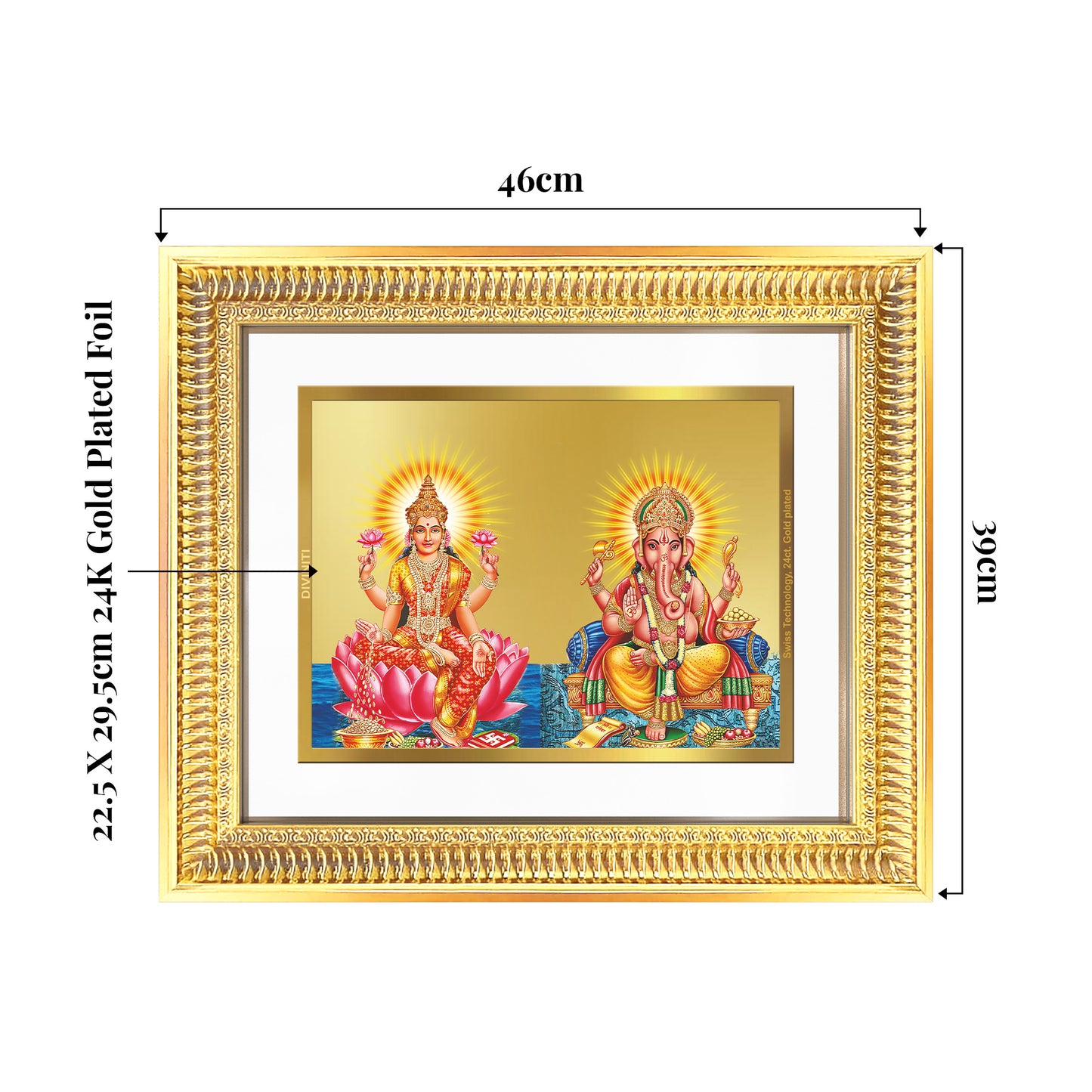 Lakshmi & Ganesh | Divine Prosperity Duo Wall Mount Photo Frame in 24K Gold Plated Foil