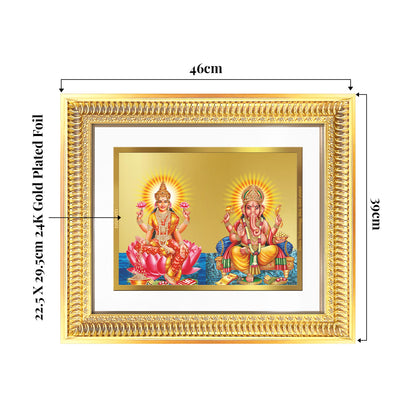Lakshmi & Ganesh | Divine Prosperity Duo Wall Mount Photo Frame in 24K Gold Plated Foil
