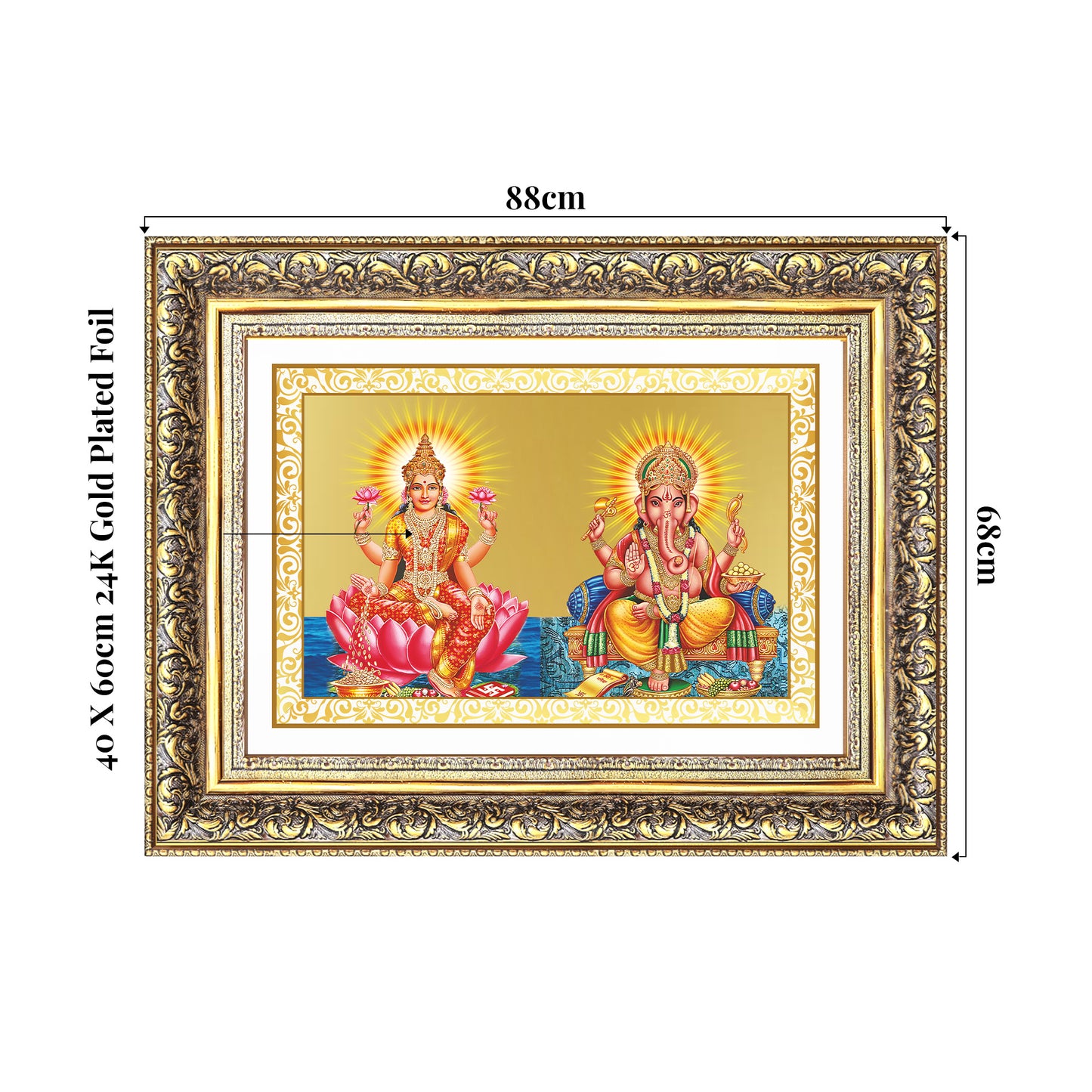 Lakshmi & Ganesh | Divine Prosperity Duo Wall Mount Photo Frame in 24K Gold Plated Foil