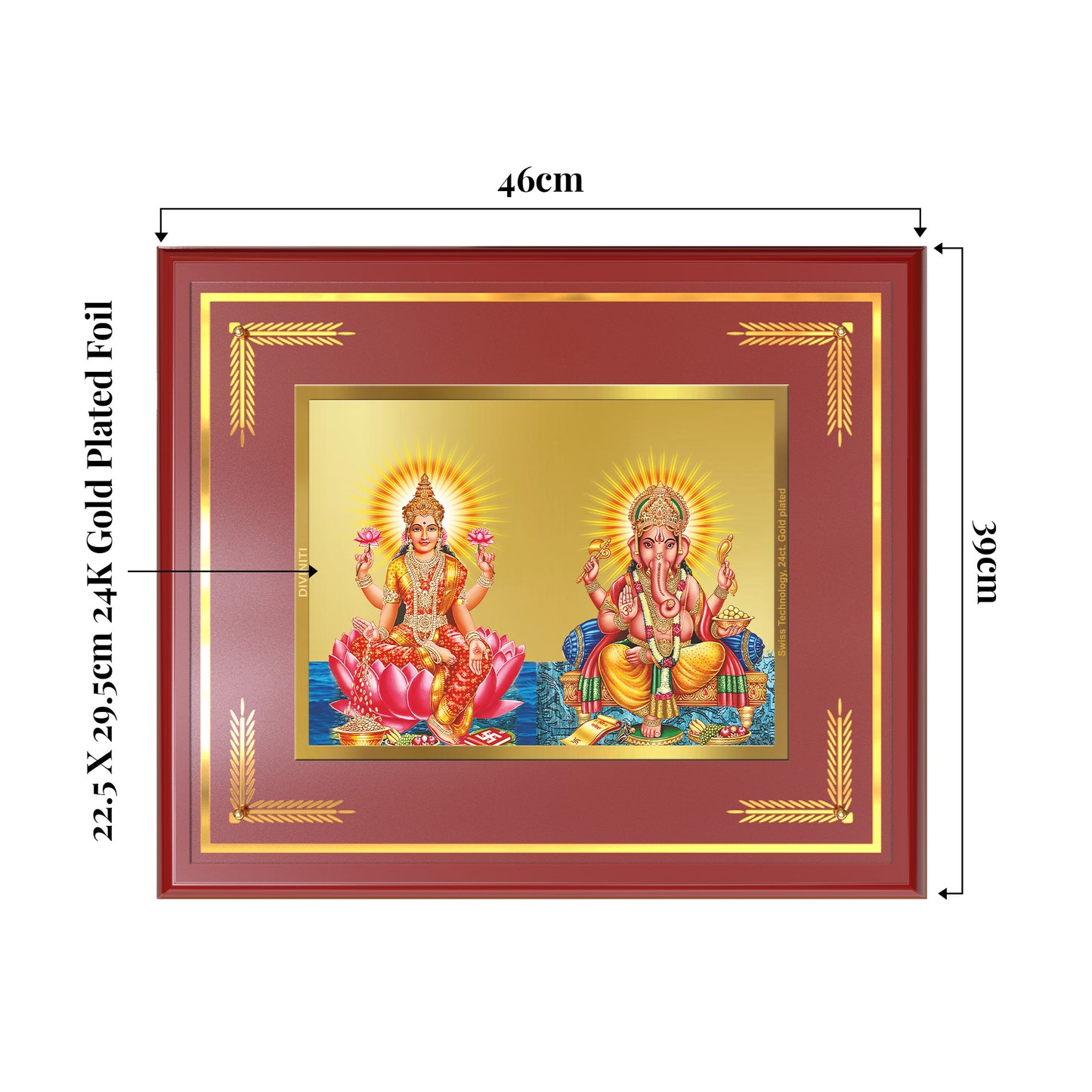 Lakshmi & Ganesh | Divine Prosperity Duo Wall Mount Photo Frame in 24K Gold Plated Foil