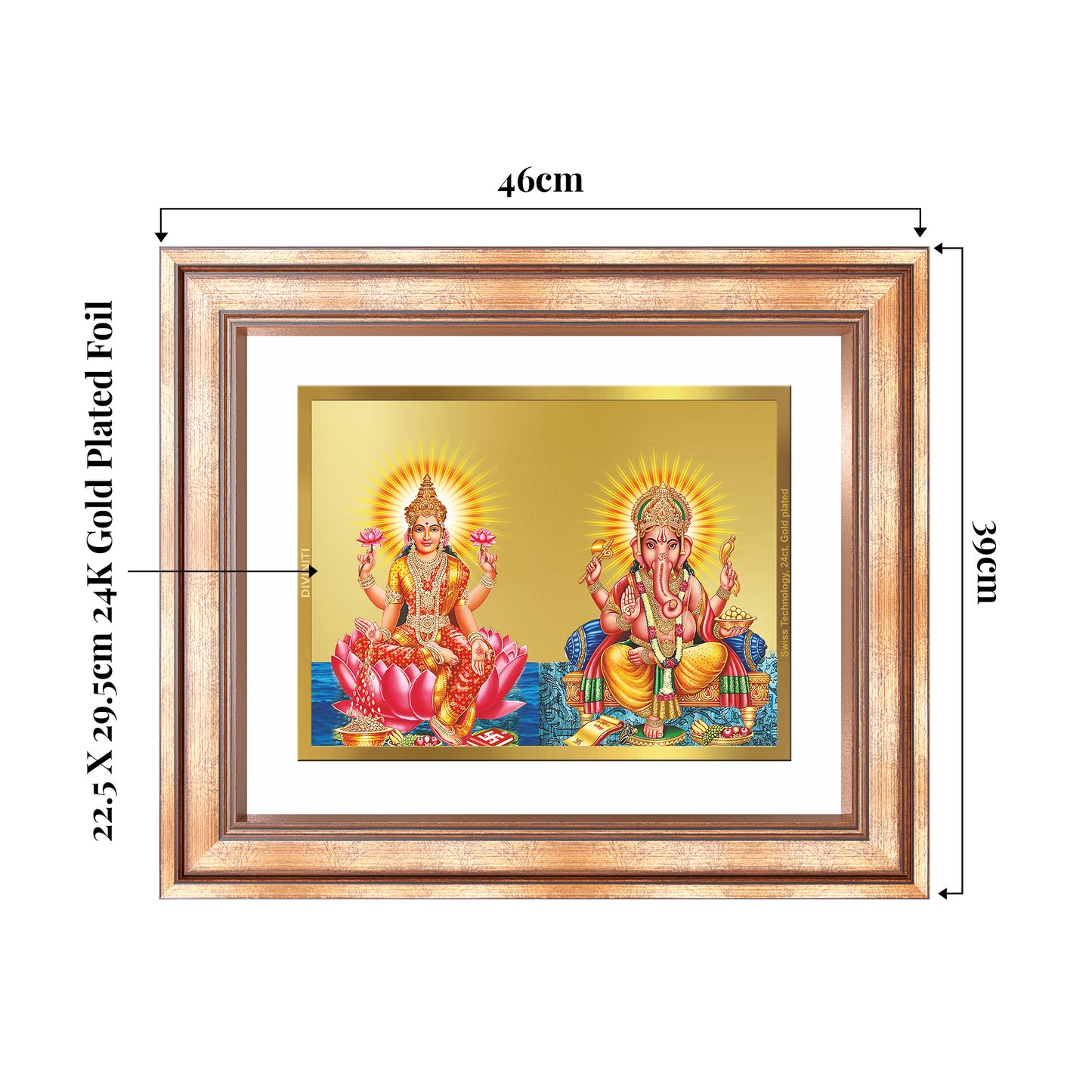 Lakshmi & Ganesh | Divine Prosperity Duo Wall Mount Photo Frame in 24K Gold Plated Foil
