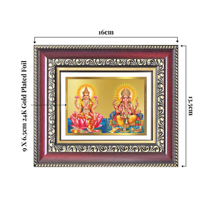 Lakshmi & Ganesha | Divine Prosperity Duo Wall & Tabletop Frame in 24K Gold Plated Foil