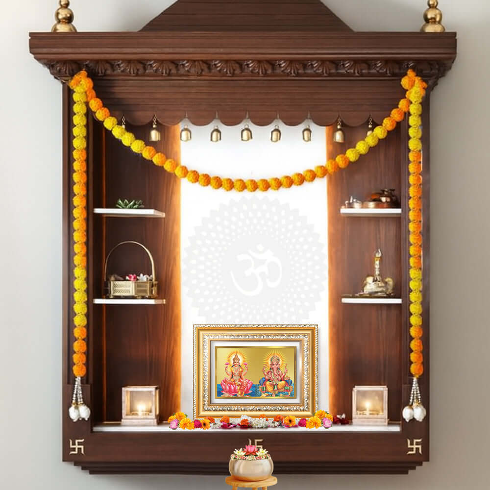 Lakshmi & Ganesh | Divine Prosperity Duo Wall and Tabletop Photo Frame in 24K Gold Plated Foil