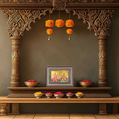 Lakshmi & Ganesh | Divine Prosperity Duo Wall and Tabletop Photo Frame in 24K Gold Plated Foil