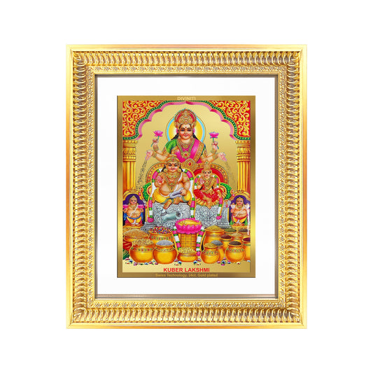 Lakshmi Kuber | Divine Wealth Duo Wall Mount Photo Frame in 24K Gold Plated Foil