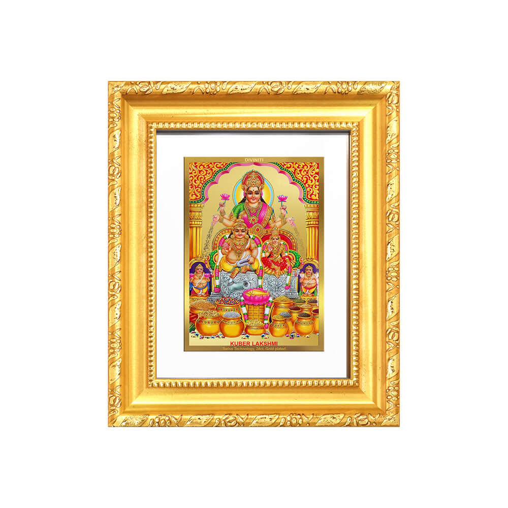 Lakshmi Kuber | Divine Wealth Duo Tabletop Frame in 24K Gold Plated Foil