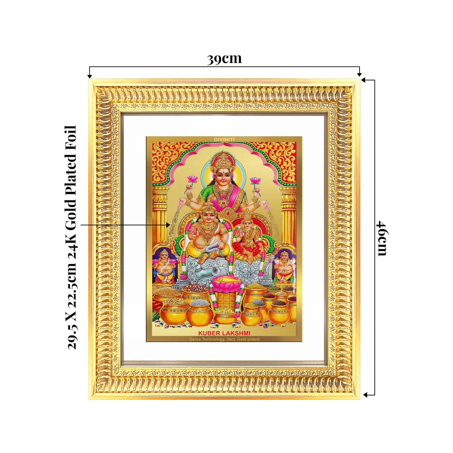 Lakshmi Kuber | Divine Wealth Duo Wall Mount Photo Frame in 24K Gold Plated Foil