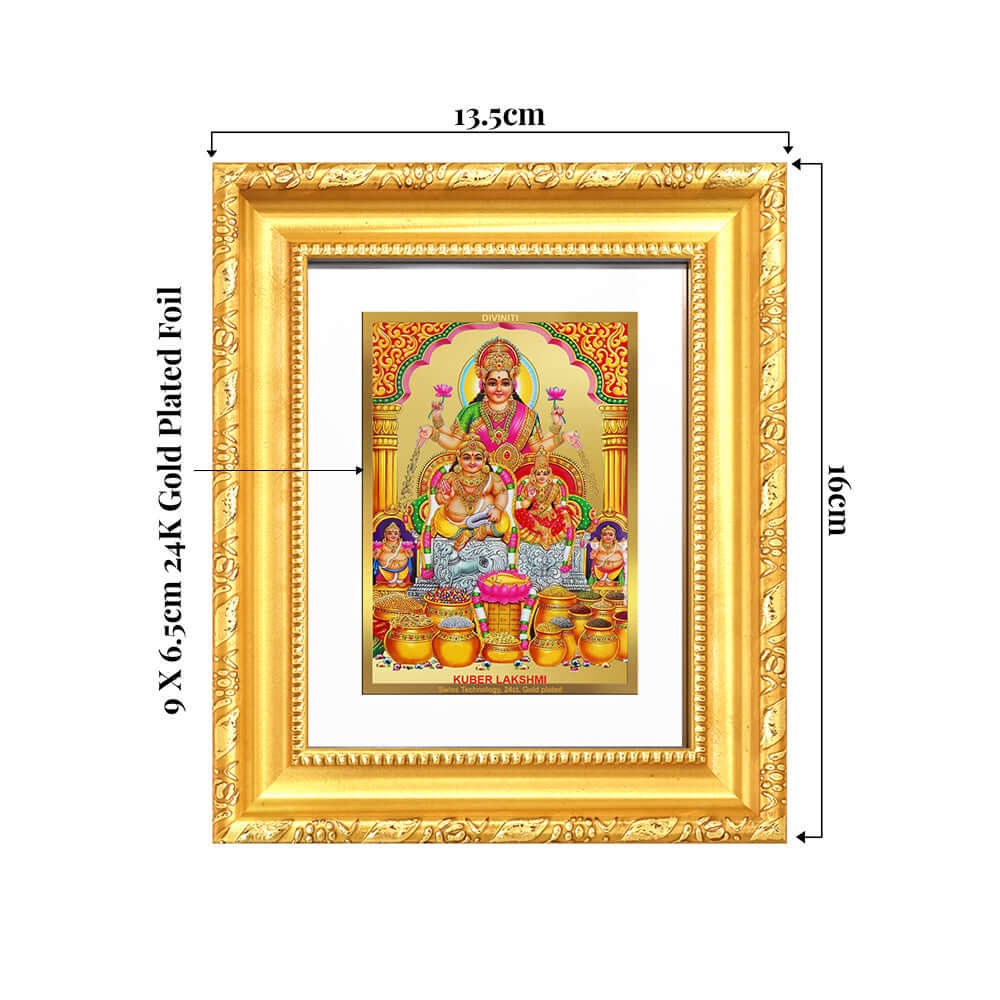 Lakshmi Kuber | Divine Wealth Duo Tabletop Frame in 24K Gold Plated Foil