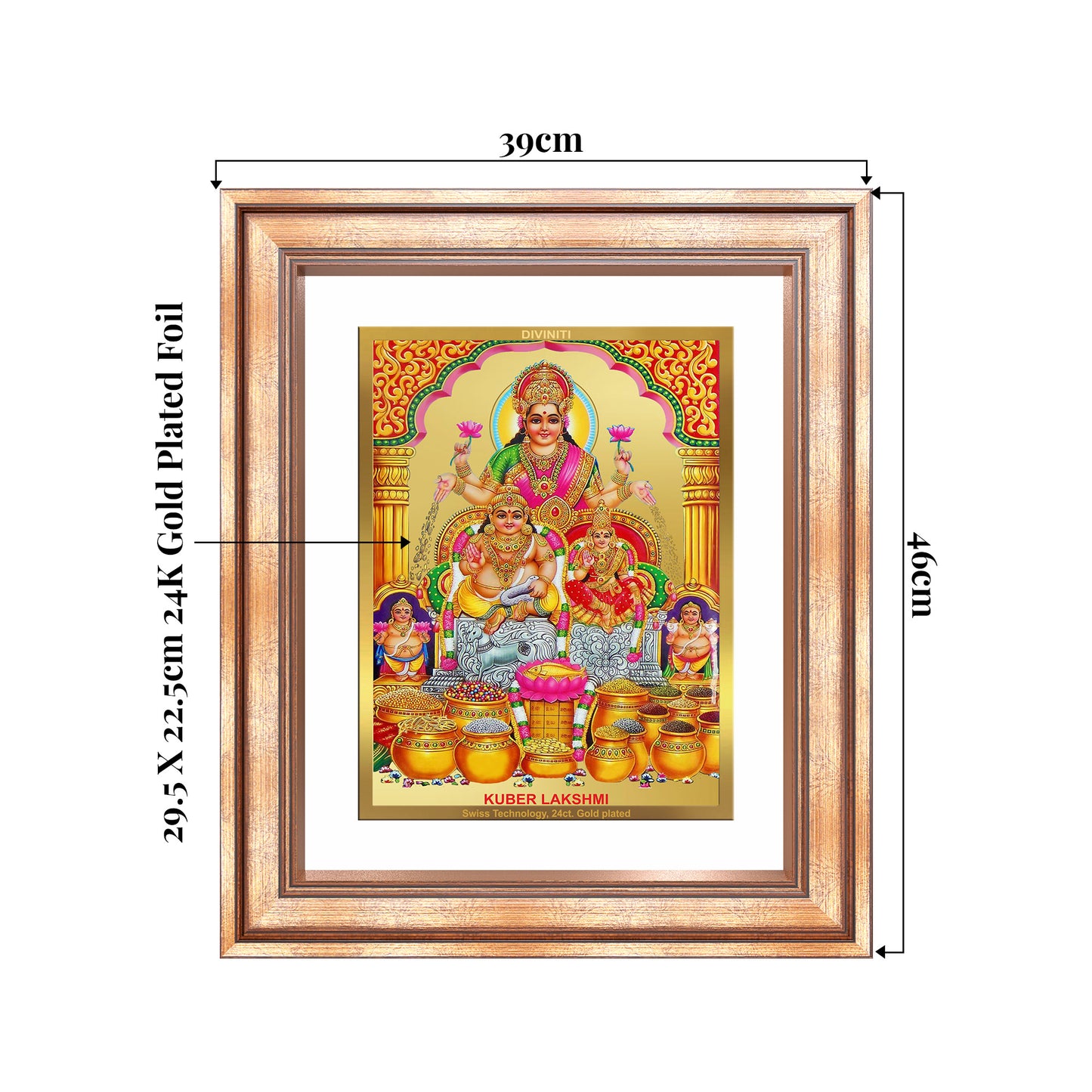 Lakshmi Kuber | Divine Wealth Duo Wall Mount Photo Frame in 24K Gold Plated Foil