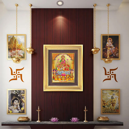 Lakshmi Kuber | Divine Wealth Duo Wall Mount Photo Frame in 24K Gold Plated Foil