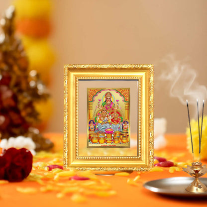 Lakshmi Kuber | Divine Wealth Duo Tabletop Frame in 24K Gold Plated Foil