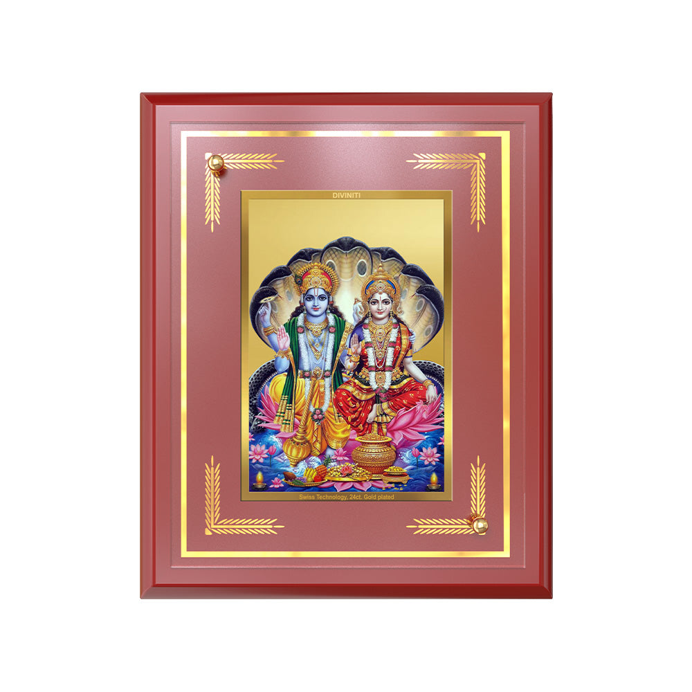 Lakshmi Vishnu | Divine Consort Wall and Tabletop Photo Frame in 24K Gold Plated Foil