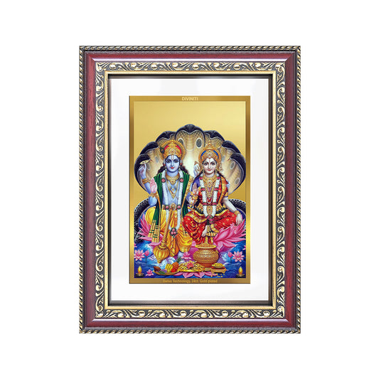 Lakshmi Vishnu | Divine Consort Wall and Tabletop Photo Frame in 24K Gold Plated Foil