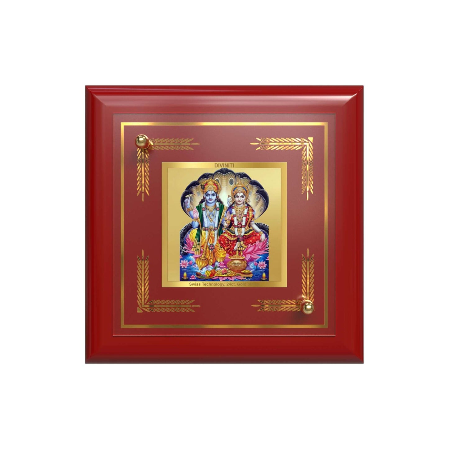 Lakshmi Vishnu | Divine Couple | Goddess of Wealth & Lord of Preservation For Tabletop Frame in 24K Gold Plated Foil