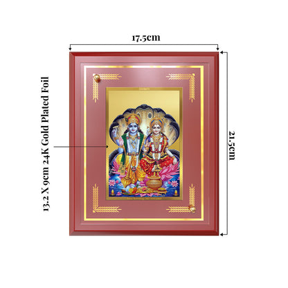 Lakshmi Vishnu | Divine Consort Wall and Tabletop Photo Frame in 24K Gold Plated Foil