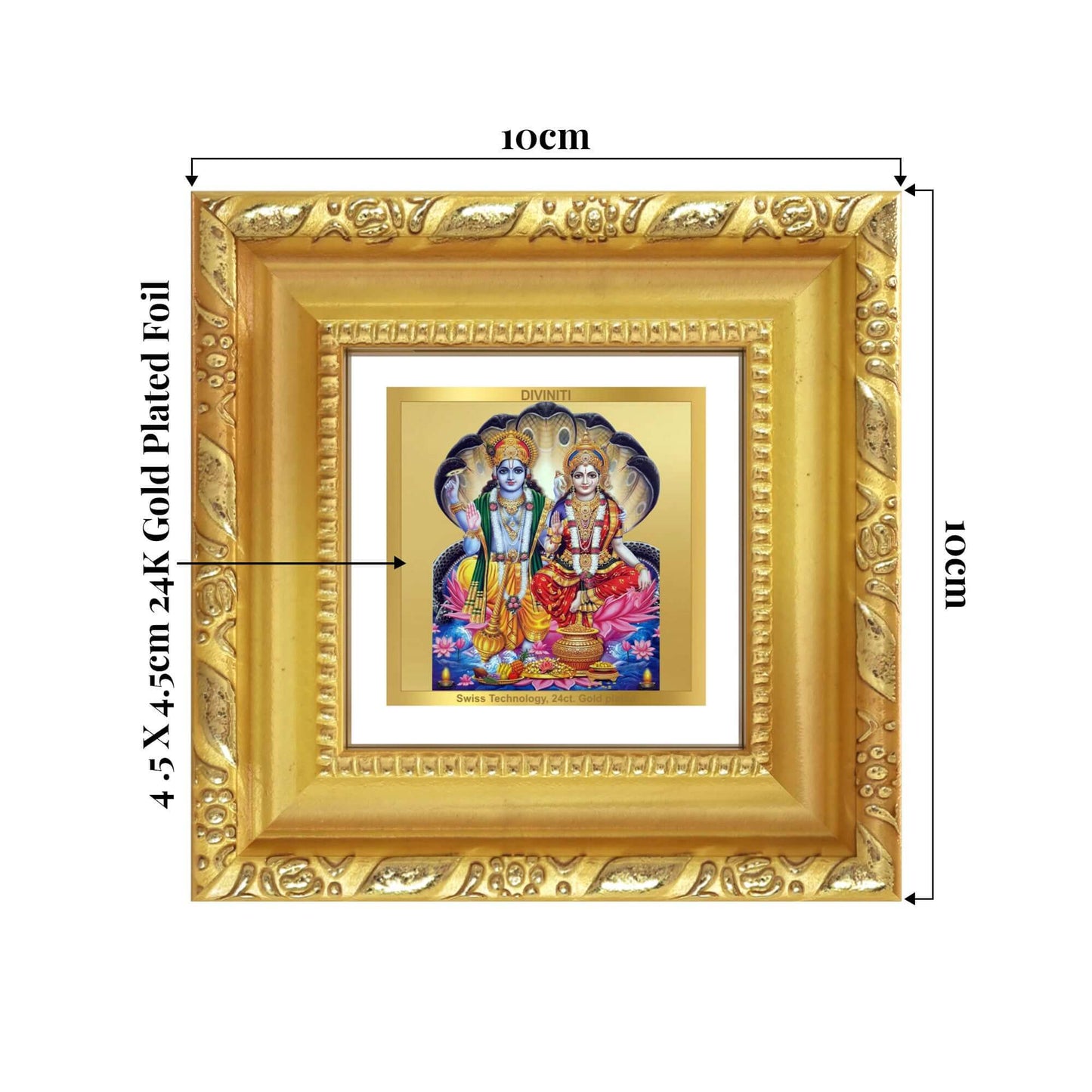 Lakshmi Vishnu | Divine Couple | Goddess of Wealth & Lord of Preservation For Tabletop Frame in 24K Gold Plated Foil