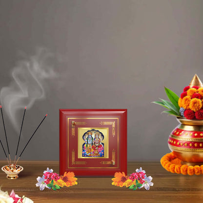 Lakshmi Vishnu | Divine Couple | Goddess of Wealth & Lord of Preservation For Tabletop Frame in 24K Gold Plated Foil