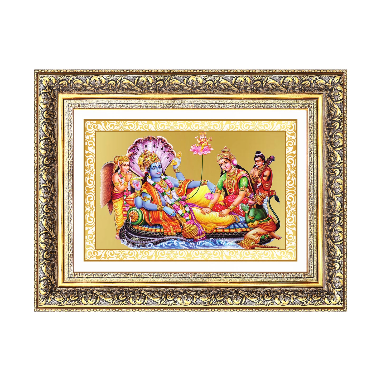 Lakshmi Vishnu Kshir Sagar | Divine Abode Wall Mount Photo Frame in 24K Gold Plated Foil