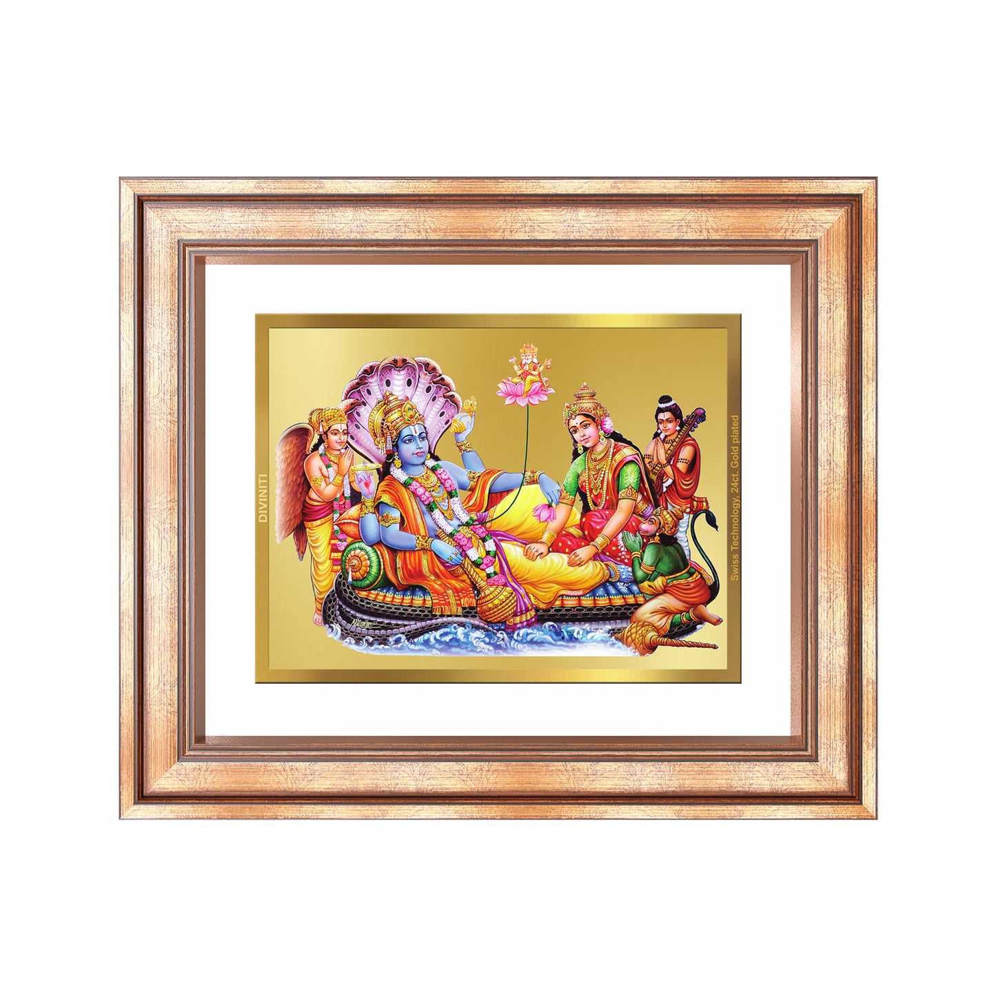 Lakshmi Vishnu Kshir Sagar | Divine Abode Wall Mount Photo Frame in 24K Gold Plated Foil