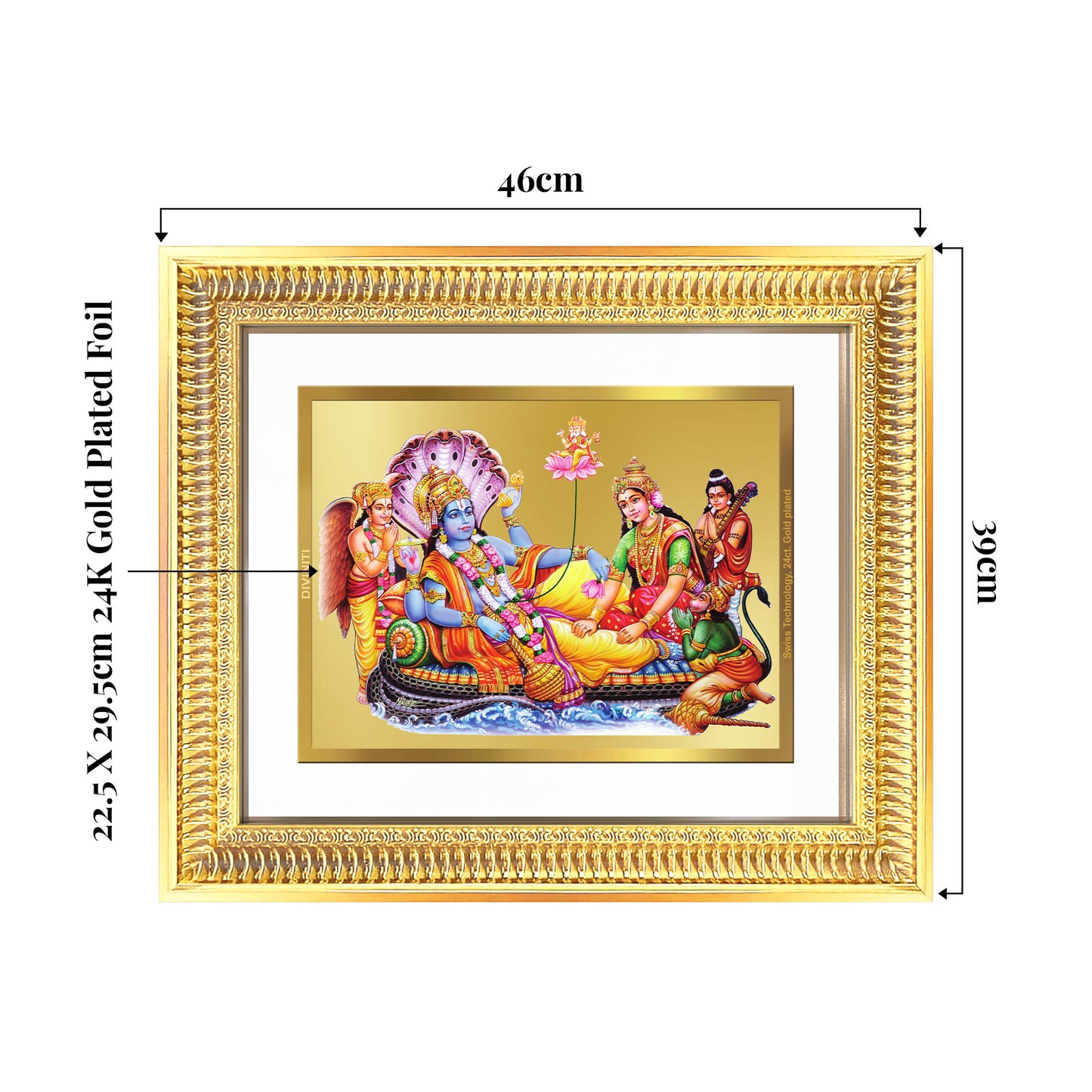Lakshmi Vishnu Kshir Sagar | Divine Abode Wall Mount Photo Frame in 24K Gold Plated Foil