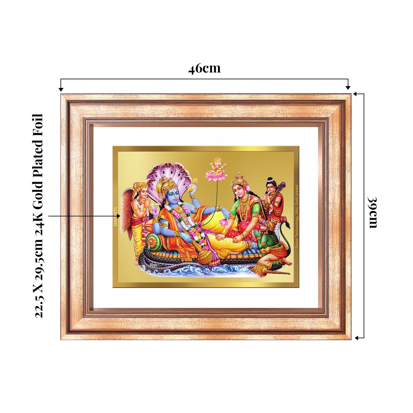 Lakshmi Vishnu Kshir Sagar | Divine Abode Wall Mount Photo Frame in 24K Gold Plated Foil