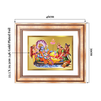 Lakshmi Vishnu Kshir Sagar | Divine Abode Wall Mount Photo Frame in 24K Gold Plated Foil