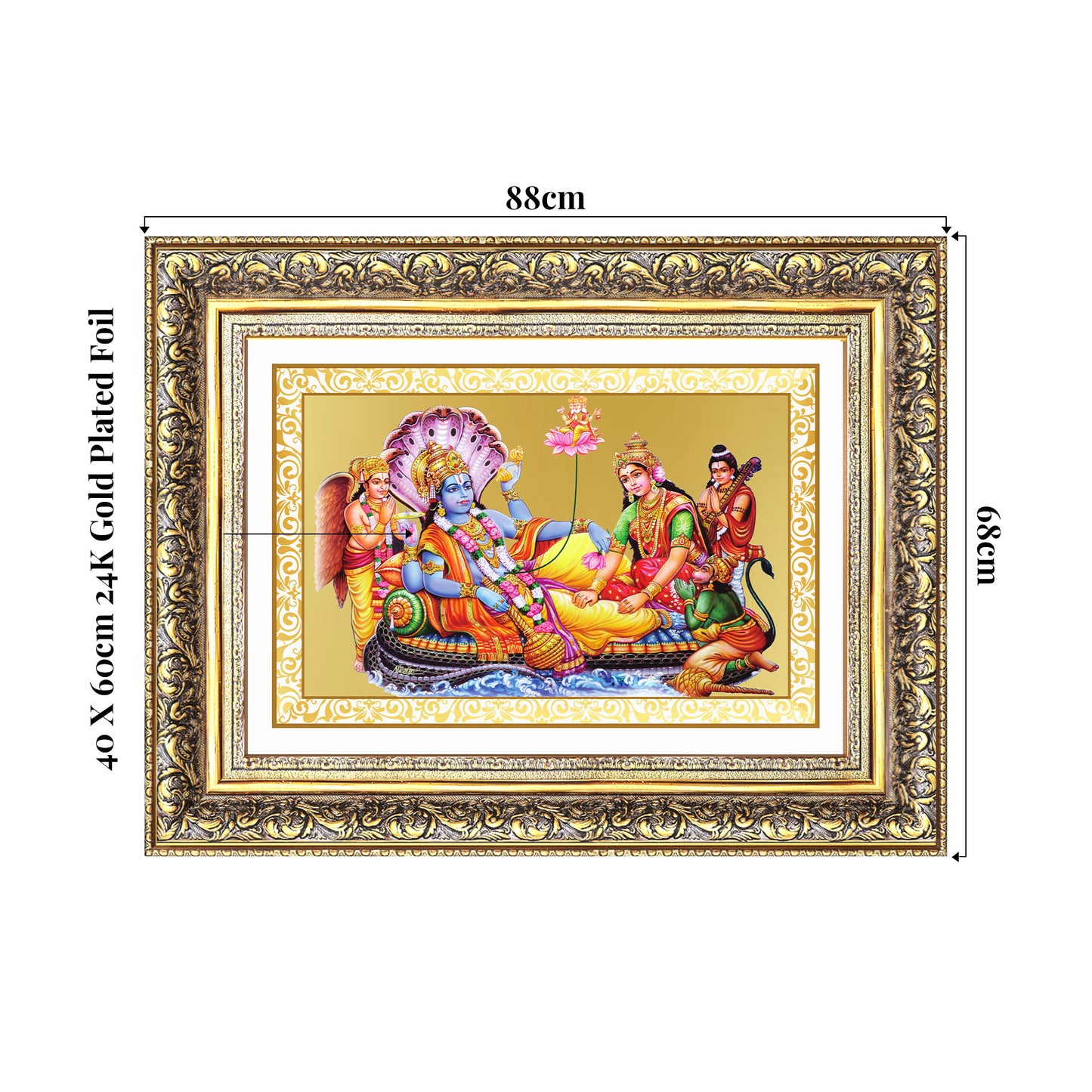 Lakshmi Vishnu Kshir Sagar | Divine Abode Wall Mount Photo Frame in 24K Gold Plated Foil