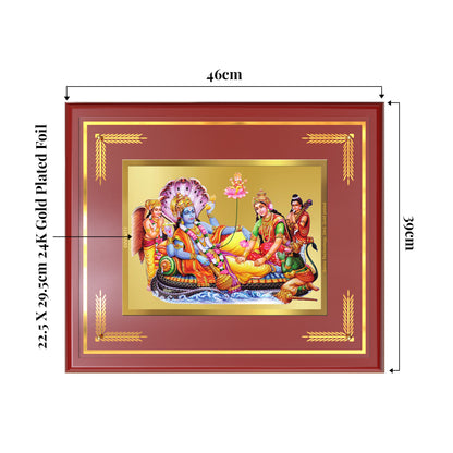 Lakshmi Vishnu  Kshir Sagar | Divine Abode Wall Mount Photo Frame in 24K Gold Plated Foil