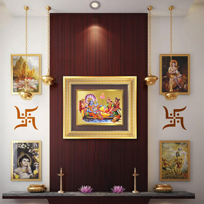 Lakshmi Vishnu Kshir Sagar | Divine Abode Wall Mount Photo Frame in 24K Gold Plated Foil