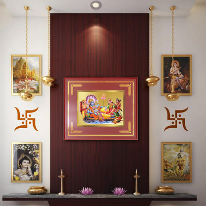 Lakshmi Vishnu  Kshir Sagar | Divine Abode Wall Mount Photo Frame in 24K Gold Plated Foil