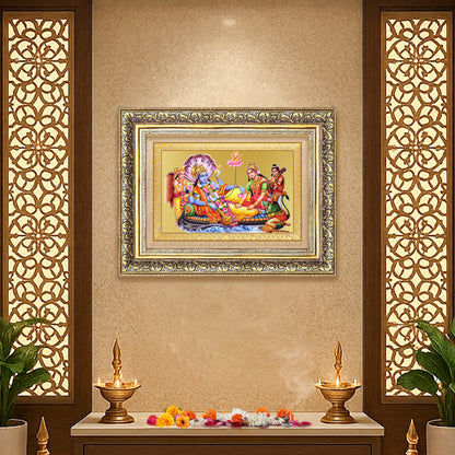 Lakshmi Vishnu Kshir Sagar | Divine Abode Wall Mount Photo Frame in 24K Gold Plated Foil