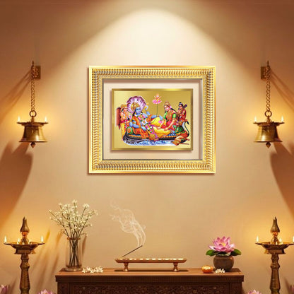 Lakshmi Vishnu Kshir Sagar | Divine Abode Wall Mount Photo Frame in 24K Gold Plated Foil