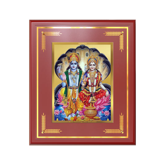 Lakshmi Vishnu | Divine Consort Wall Mount Photo Frame in 24K Gold Plated Foil