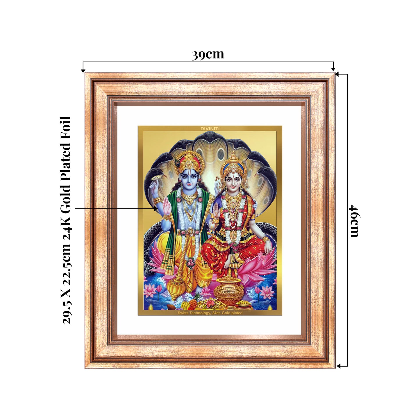 Lakshmi Vishnu | Divine Consort Wall Mount Photo Frame in 24K Gold Plated Foil