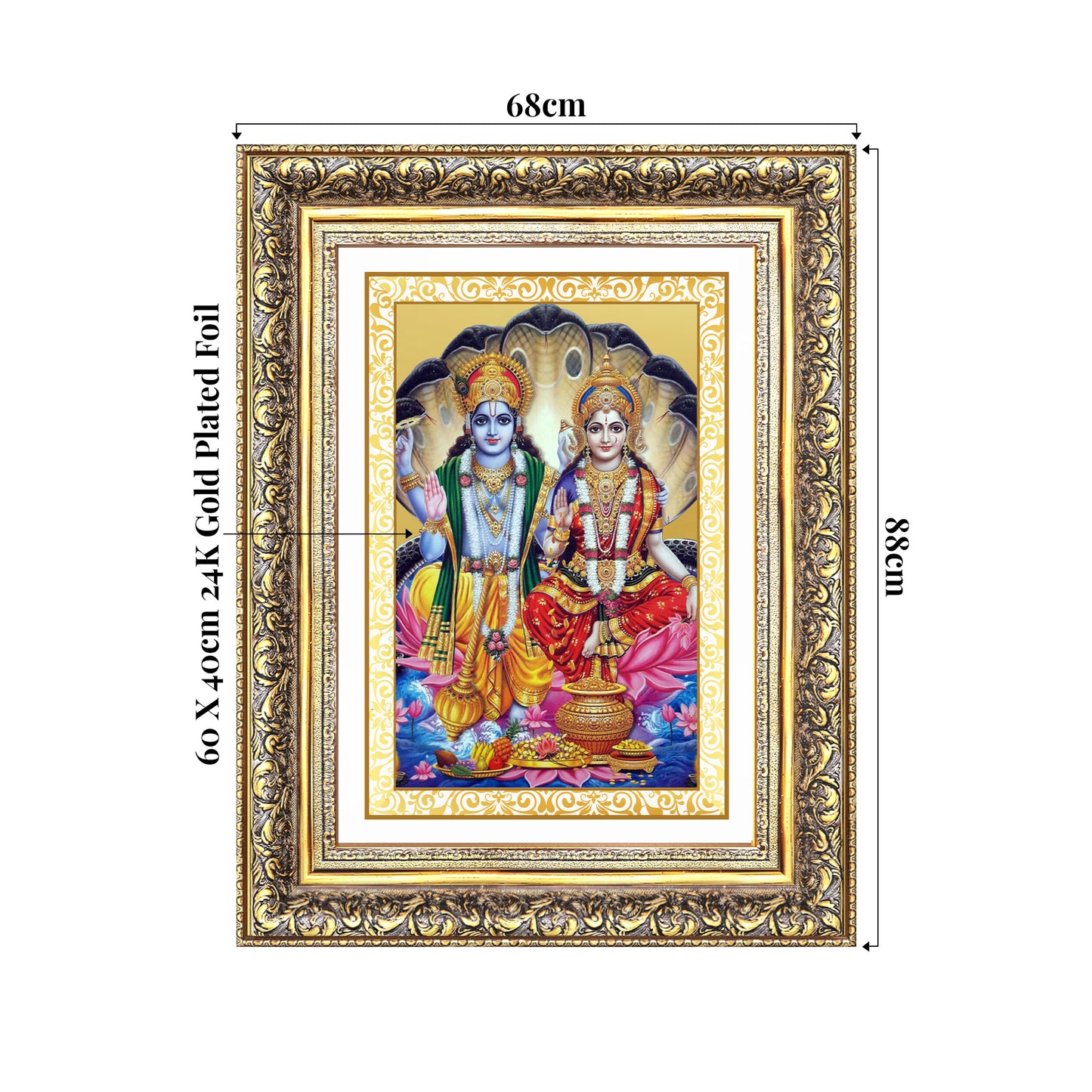 Lakshmi Vishnu | Divine Consort Wall Mount Photo Frame in 24K Gold Plated Foil