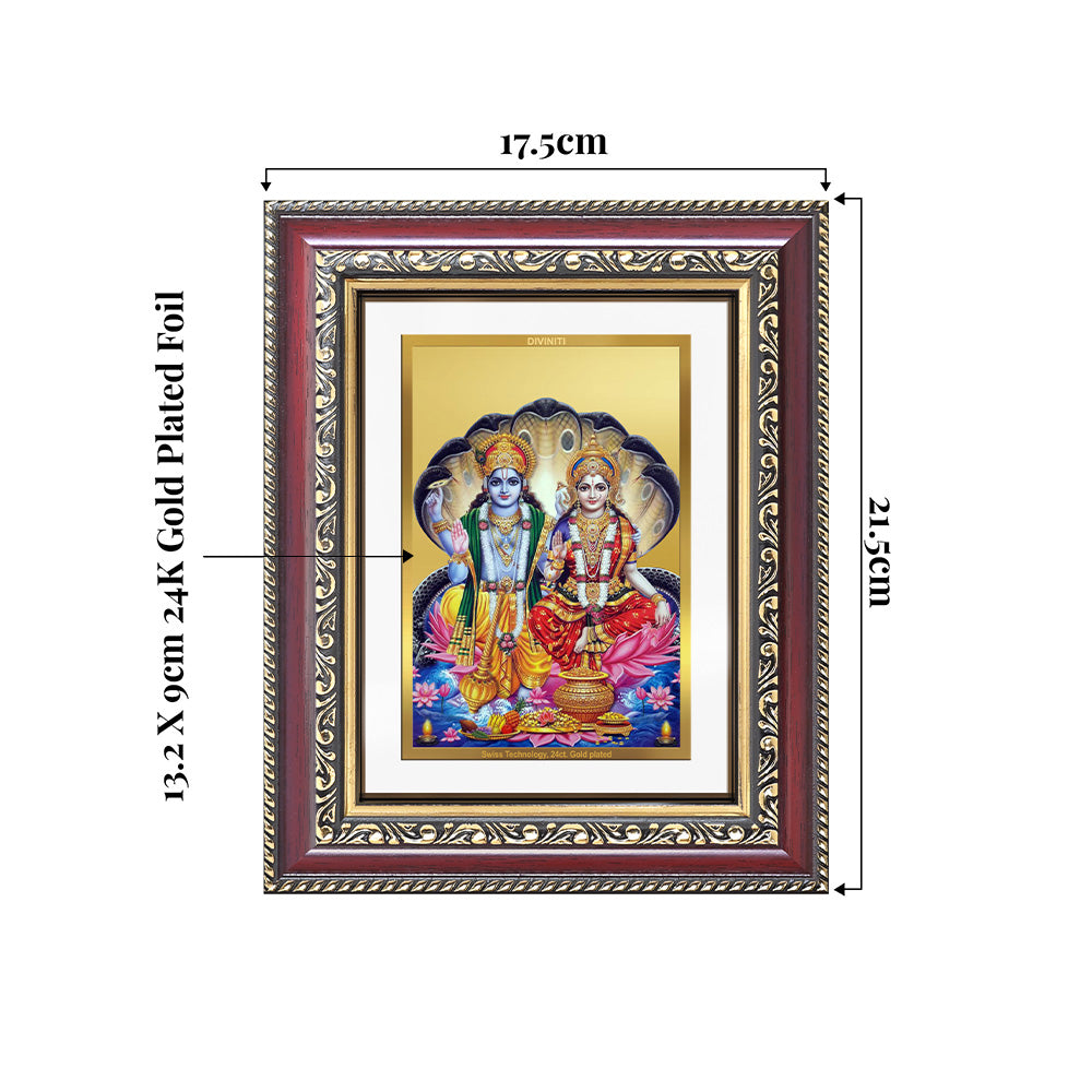 Lakshmi Vishnu | Divine Consort Wall and Tabletop Photo Frame in 24K Gold Plated Foil