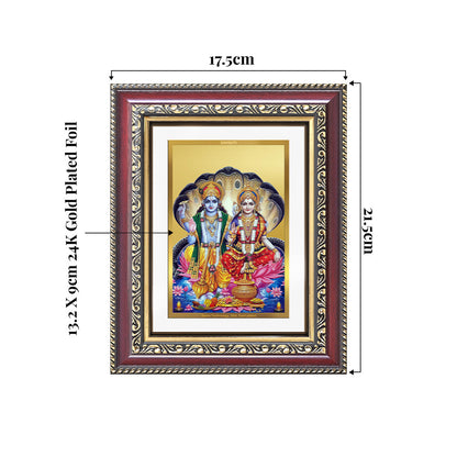 Lakshmi Vishnu | Divine Consort Wall and Tabletop Photo Frame in 24K Gold Plated Foil