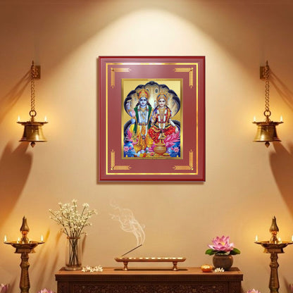 Lakshmi Vishnu | Divine Consort Wall Mount Photo Frame in 24K Gold Plated Foil