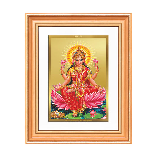 Goddess Lakshmi | Devi of Wealth & Prosperity Wall Mount Photo Frame in 24K Gold Plated Foil