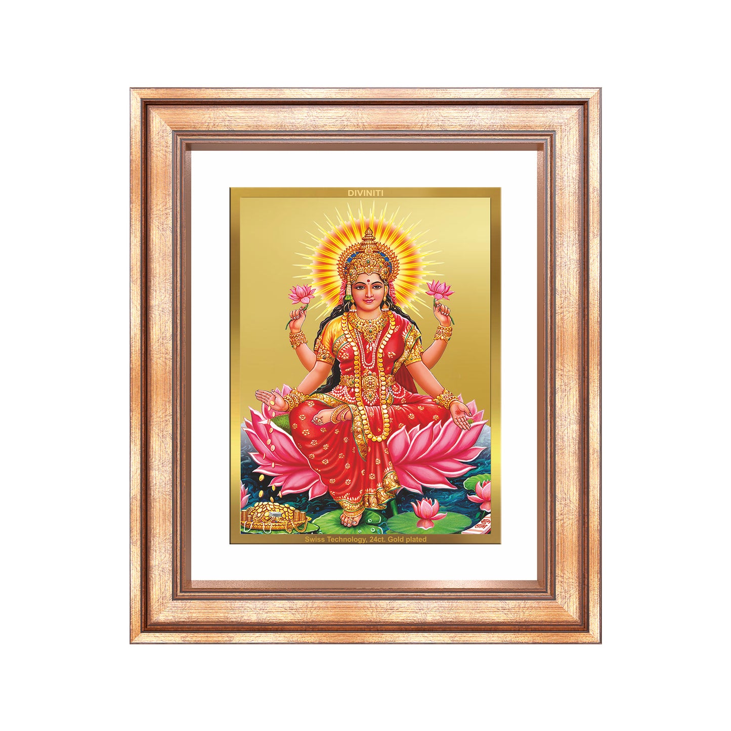 Goddess Lakshmi | Devi of Wealth & Prosperity Wall Mount Photo Frame in 24K Gold Plated Foil