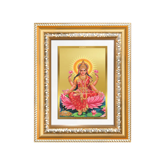 Goddess Lakshmi wall and tabletop photo frame in 24K gold plated foil.