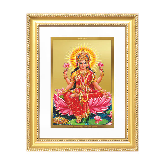 Goddess Lakshmi | Devi of Wealth & Prosperity Wall Mount Photo Frame in 24K Gold Plated Foil