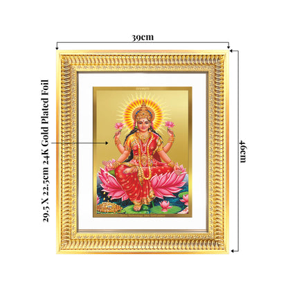 Goddess Lakshmi | Devi of Wealth & Prosperity Wall Mount Photo Frame in 24K Gold Plated Foil