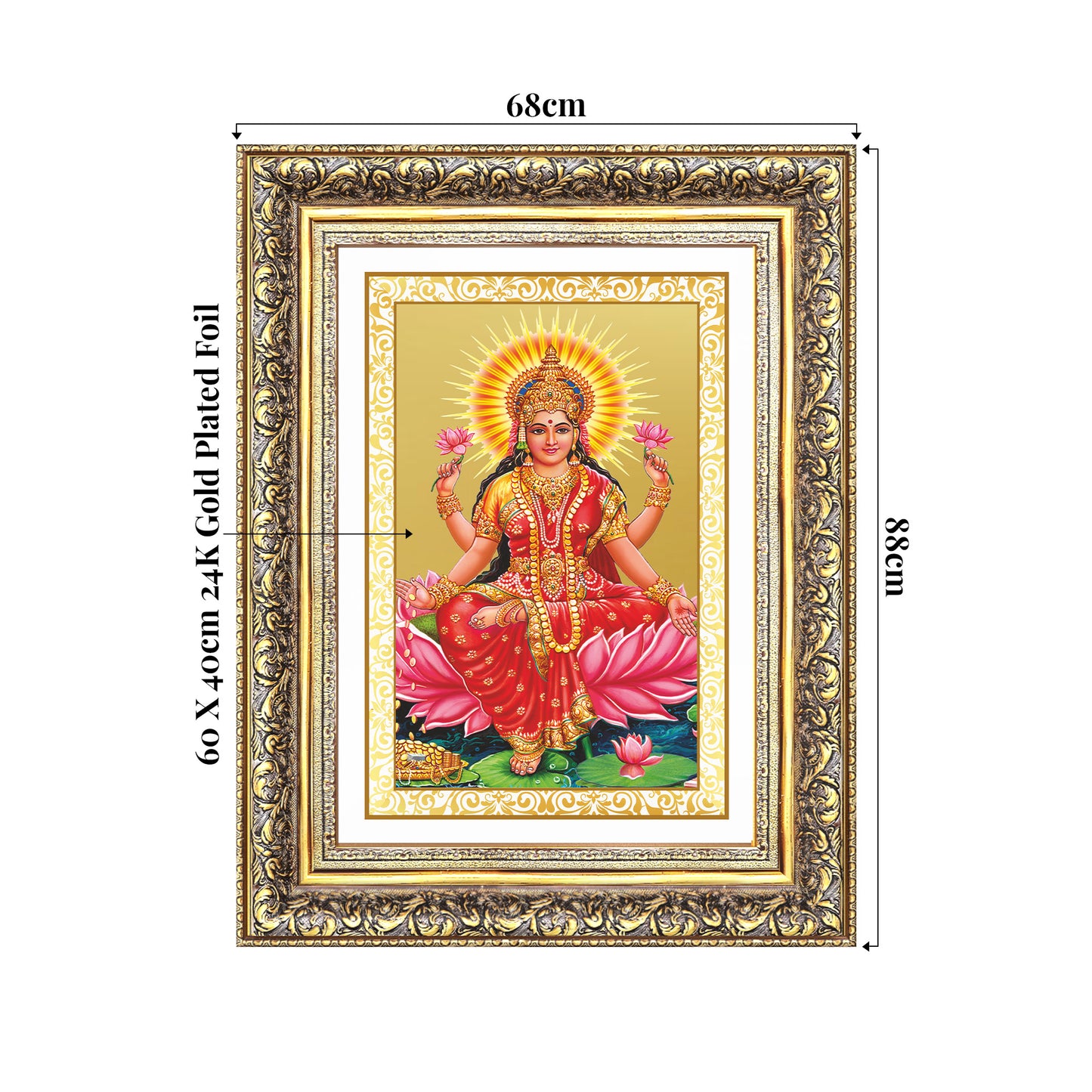 Goddess Lakshmi | Devi of Wealth & Prosperity Wall Mount Photo Frame in 24K Gold Plated Foil