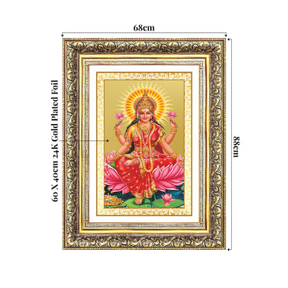 Goddess Lakshmi | Devi of Wealth & Prosperity Wall Mount Photo Frame in 24K Gold Plated Foil