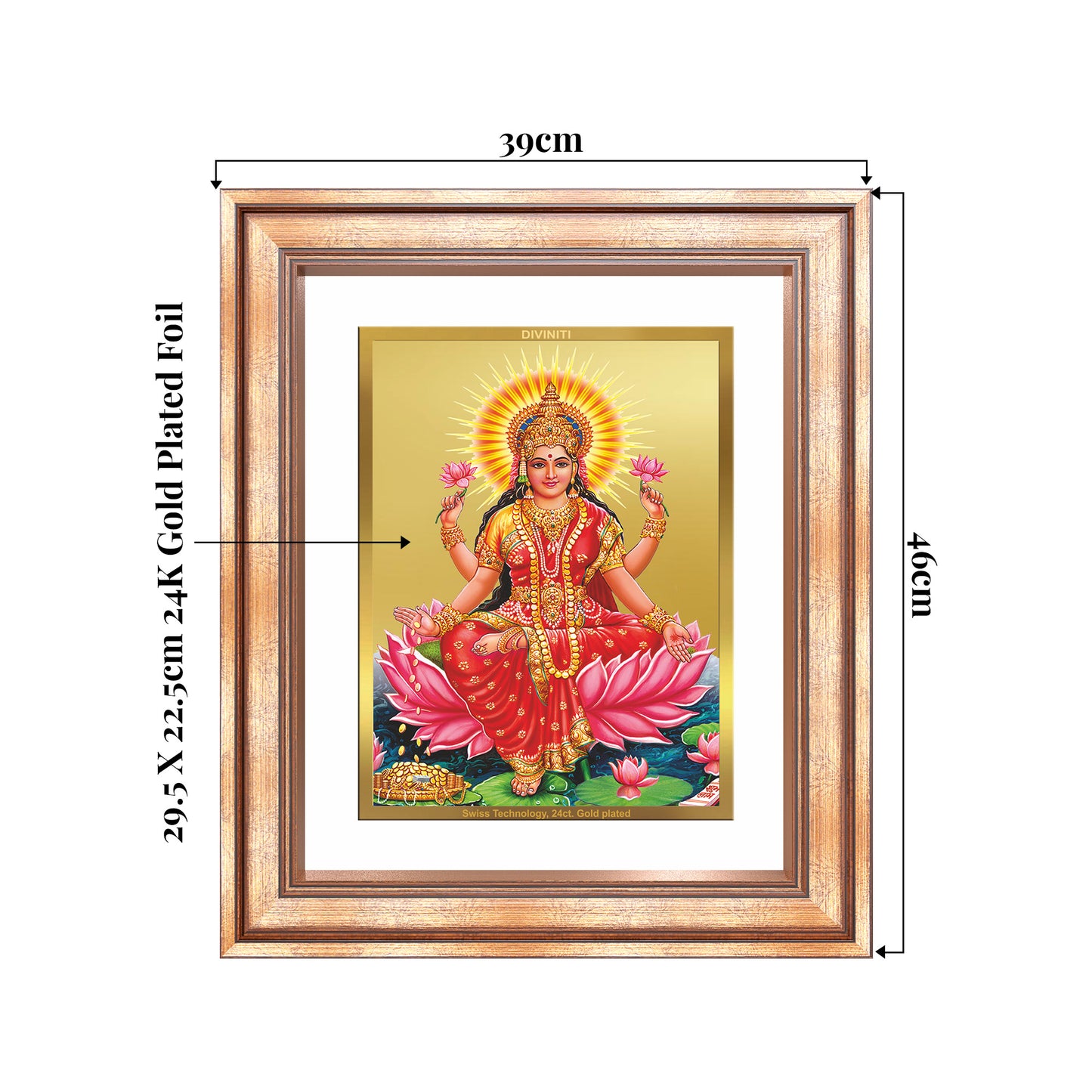 Goddess Lakshmi | Devi of Wealth & Prosperity Wall Mount Photo Frame in 24K Gold Plated Foil