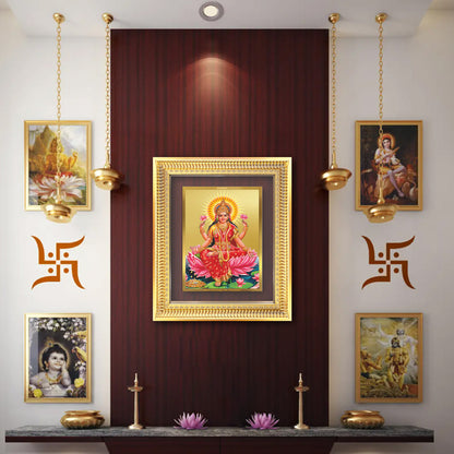 Goddess Lakshmi | Devi of Wealth & Prosperity Wall Mount Photo Frame in 24K Gold Plated Foil