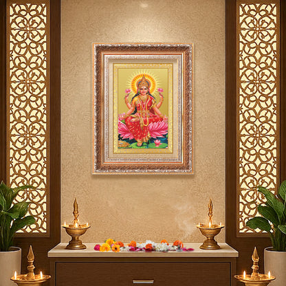 Goddess Lakshmi | Devi of Wealth & Prosperity Wall Mount Photo Frame in 24K Gold Plated Foil