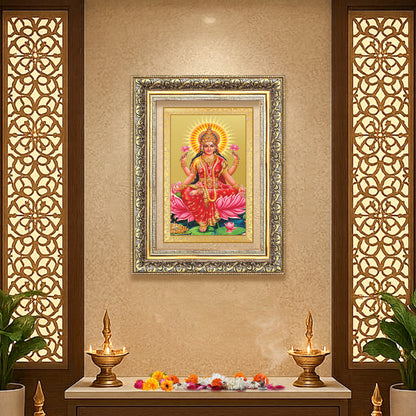 Goddess Lakshmi | Devi of Wealth & Prosperity Wall Mount Photo Frame in 24K Gold Plated Foil
