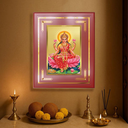 Goddess Lakshmi | Devi of Wealth & Prosperity Wall Mount Photo Frame in 24K Gold Plated Foil